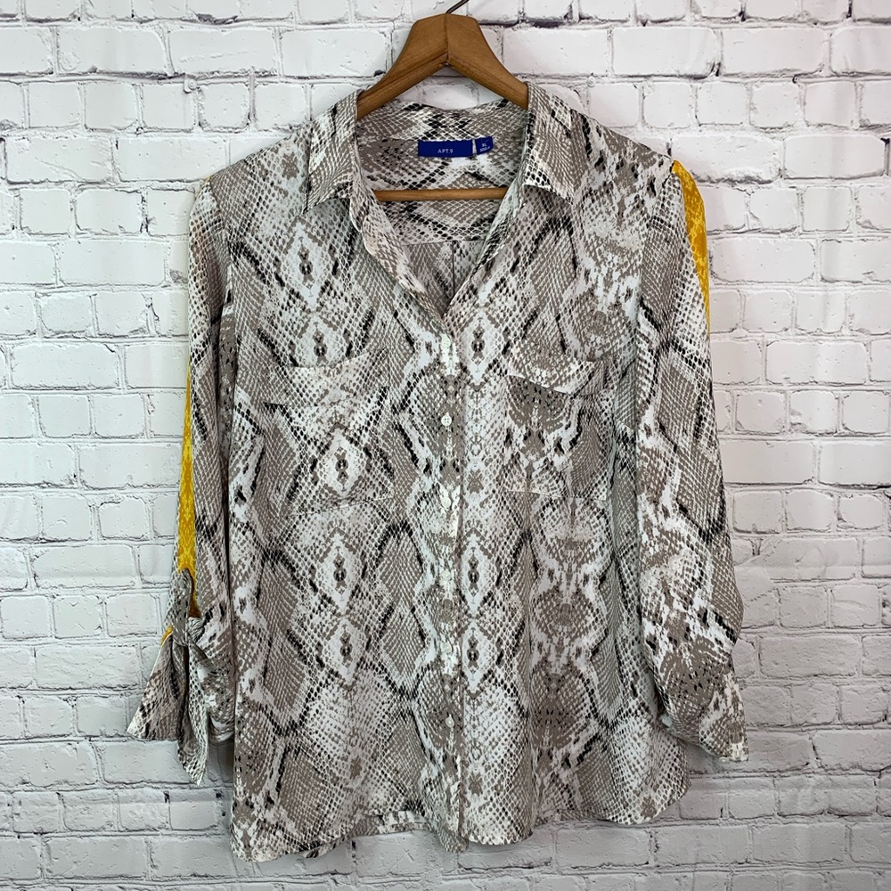 🌈3X$25⚡️Apt. 9 Snake Print Button Down Blouse XL
